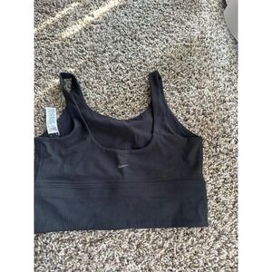 Nike Ribbed Sports Bra Crop Top Black Medium Workout Athleisure